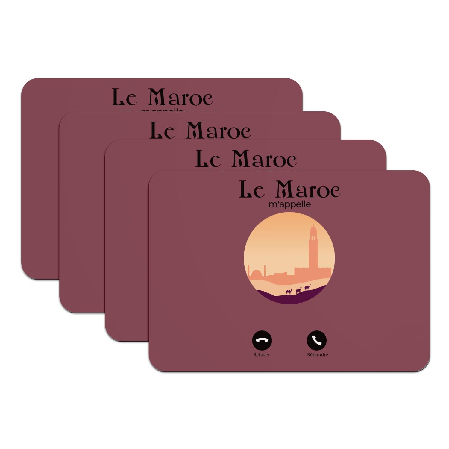 Sets de table dessous caoutchouc rouge x4 grands dessous de plat Maroc