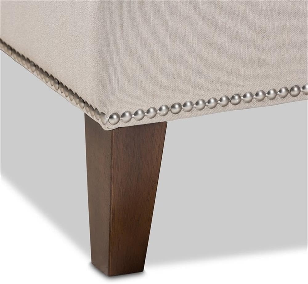 Baxton Studio Leonie Modern and Contemporary Beige Fabric Upholstered Wenge Brown Finished Chaise Lounge