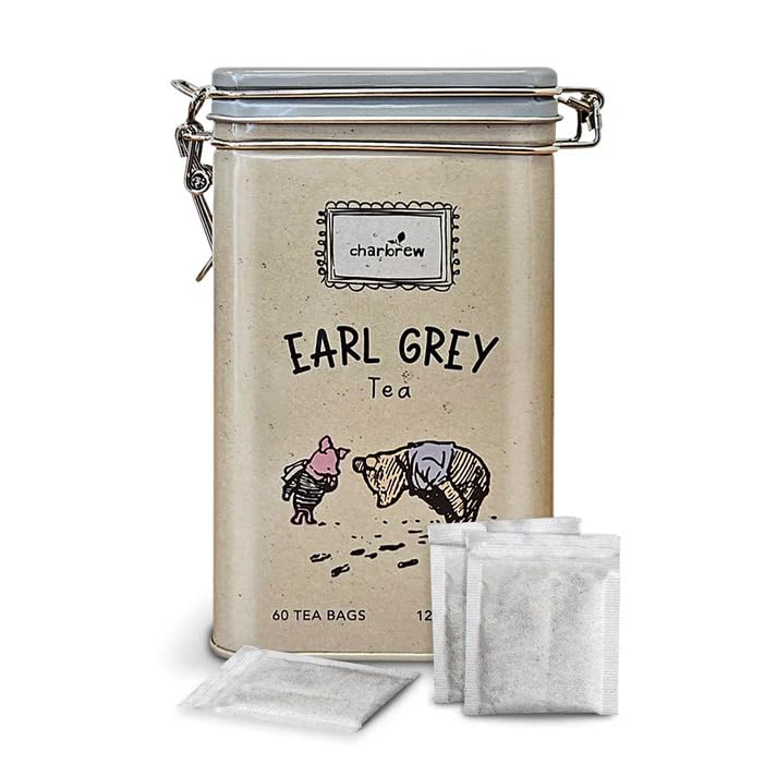 Charbrew Earl Grey Tea Tin - 60 Individually Wrapped Tea Bags (120g) - Rich Black Tea with Bergamot Flavor