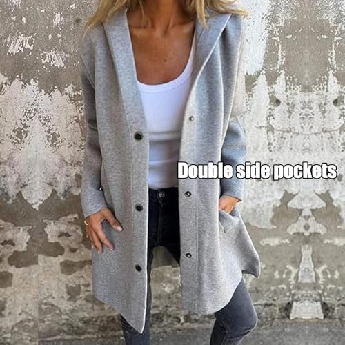 Cedar and Ash Jacket, Casual Single Breasted Hooded Jacket Spring and Fall, Long Sleeve Solid Color Trench Coat with Pockets4
