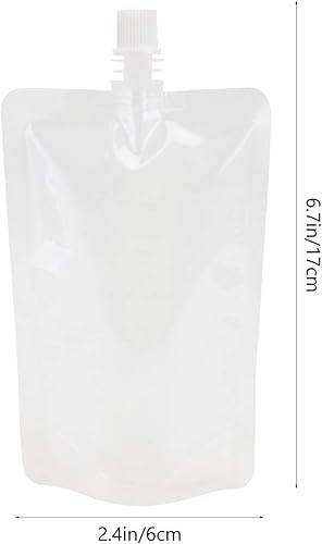 Miniatura 3 de 50pcs bolsa de plástico 10.6 oz botellas de bebidas desechables contenedor de bebida sacar bebidas bolsas de jugo resellables para viajes al aire