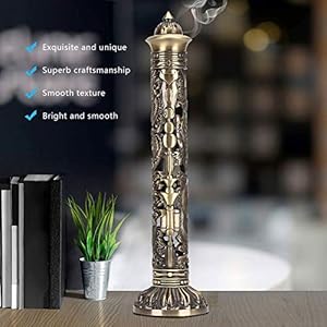 Incense stick bronze tone dragon phoenix pattern incense stick holder vertical incense stand with catcher for home decor birthday gift  urban country home decor