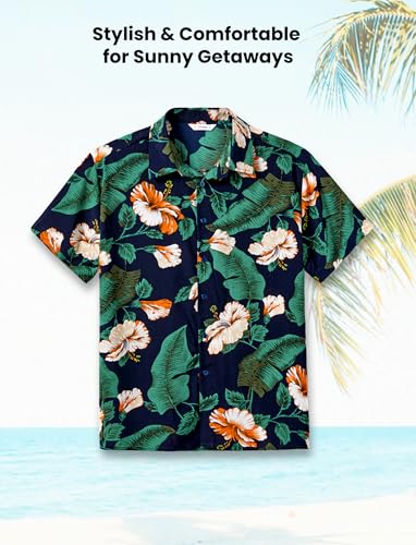 Image of PATPAT Family Hawaiian Matching Outfits - Mommy and Me Vacation Outfits | Halter Sundresses and Button Down Shirts,Caribbean Vacation Summer Tropical Outfits,Hawaiian Boho Tropical Floral Printed