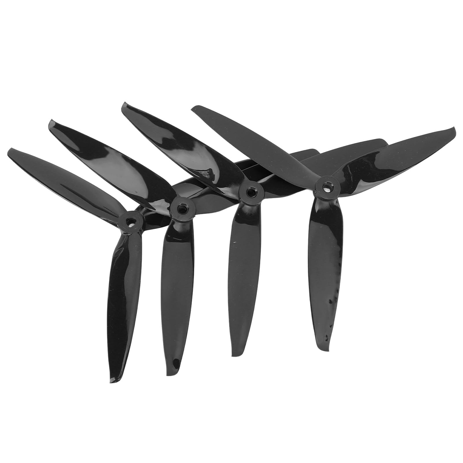 equlup 4Pcs Tri Blade Propellers, FPV Propeller with 3 Blades Polycarbonate High Speed0 RC Drone Quadcopter Props for 7in 8in FPV RC Drone (Black)