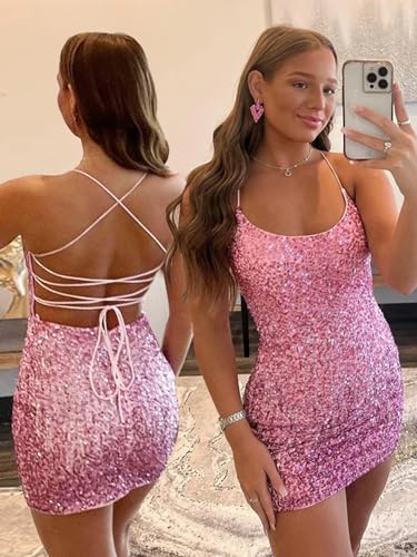 Sequin Homecoming Dresses for Teens Sparkly Short Prom Dress Bodycon Mini Dress4