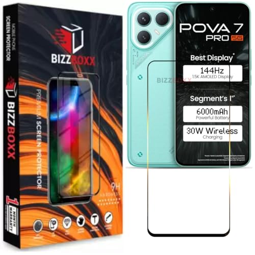 Image of Tempered Glass Compatible with Tecno Pova 7 Pro 5G Screen Protector Guard - HD Clarity, Anti-Fingerprint Screen Guard (Pova 7 Pro - 6.78 inch) With Installation Kit - Pack of 1
