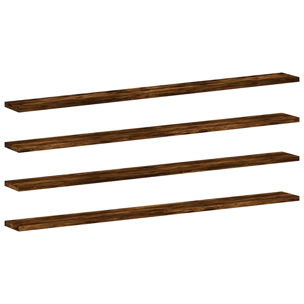 vidaXL Wall Shelves 4 pcs, Floating Shelf for Display Books CDs, Wall Mounted Shelf for Living Room, Wall Rack, Smoked Oak Engineered Wood