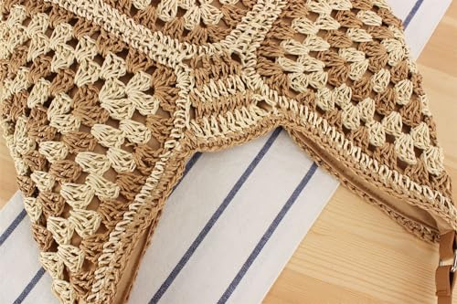 Image of Teeya Straw Crossbody Bag Women Weave Shoulder Bag Round Summer Beach Purse and Handbags