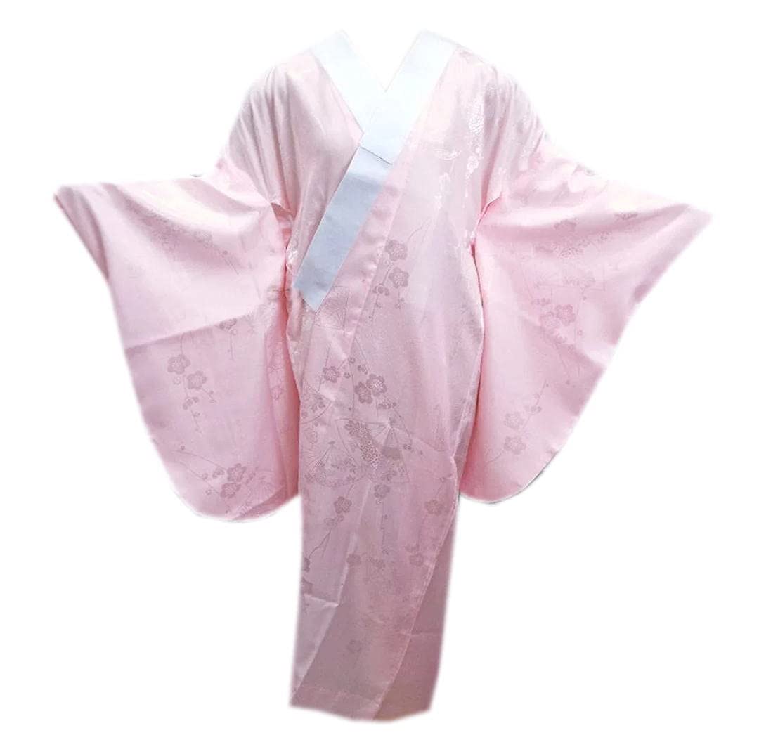Amazon | 長襦袢 長地袢 二尺袖 半衿付 洗える 薄ピンク M L 2尺袖