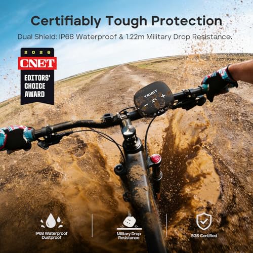 Image of Tribit StormBox Micro 3 Bluetooth Speaker Wireless with 13W XBass Sound, IP68 Waterproof Speaker for 24H Playtime, TWS Pairing, Bluetooth 6.0, Portable Speaker for Bike /Golf /Traveling, Black