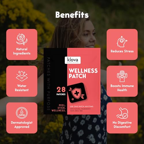 Image of Klova Wellness Patches for Immune Support & Daily Wellness | 24-Hour Immune Support | Calm Patch for Adults with Zinc, Bee Propolis & Pterostilbene