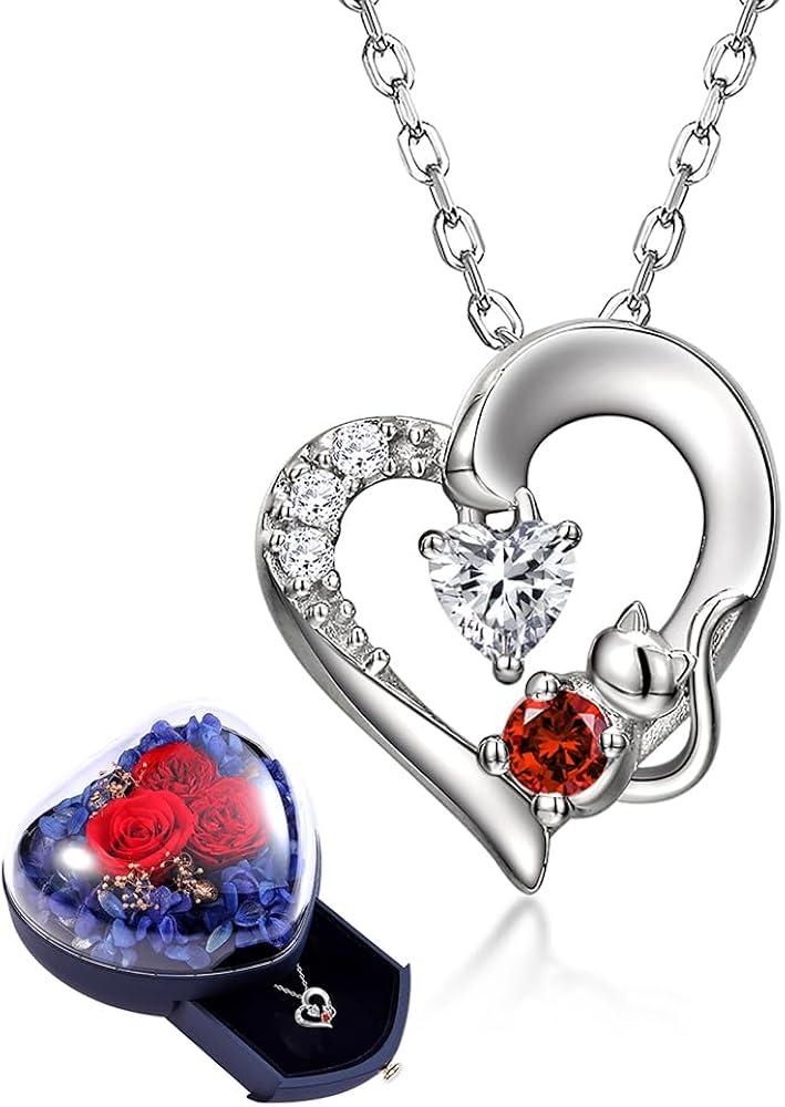 Amazon | [sassu fine] 誕生石ネックレス ネコ オープンハート