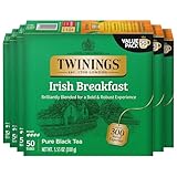 Picture of Twinings Irish Breakfast Black Tea Individually Wrapped Bags, 50 Count (Pack of 6), Flavourful, Bold, Robust, Caffeinated, Enjoy Hot or Iced, 300 Teabags
