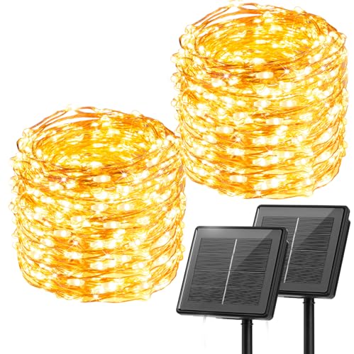 Minetom Solar String Lights, 2 Packs Total 66Ft 200 LED Sola