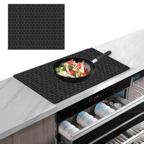 LIULINY Esterilla Protectora de Inducción, Alfombrilla Protectora Cocina de Inducción, Reutilizable Alfombrilla Placa Almohadillas, Resistente al Calor Cubierta de Estufa de Placa (52 x 78 cm, Negro)