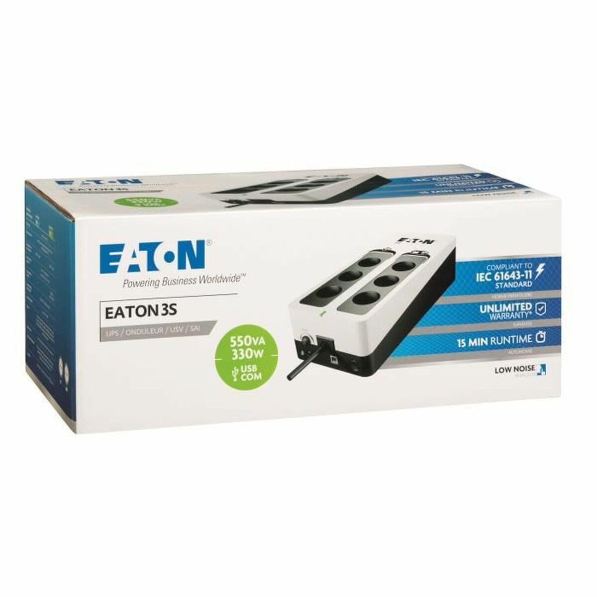 Gruppo Di Continuità Eaton 3S 550B – UPS 550 VA, 6 Prese BS, USB, Silenzioso, Per PC E Modem - 3