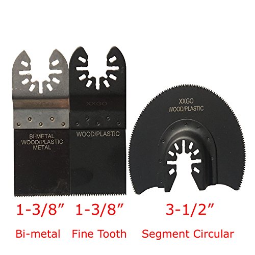 XXGO 25 Pcs Oscillating Tool Accessory Kits Compatible with Bosch Chicago Craftsman Dewalt Dremel Fein Harbor Freight Makita Milwaukee Porter Cable Ridgid Ryobi Rockwell More