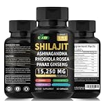 Pure Himalayan Shilajit Ashwagandha High Strength Capsule 8 in 1 Supplement with Rhodiola Rosea - 60 Vegan Capsules Food Supplement for Energy and Stress