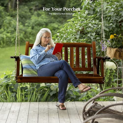 Image of VINGLI Upgraded 4 FT Wooden Porch Swing, 880 LBS Solid Fir Wood, Rustic