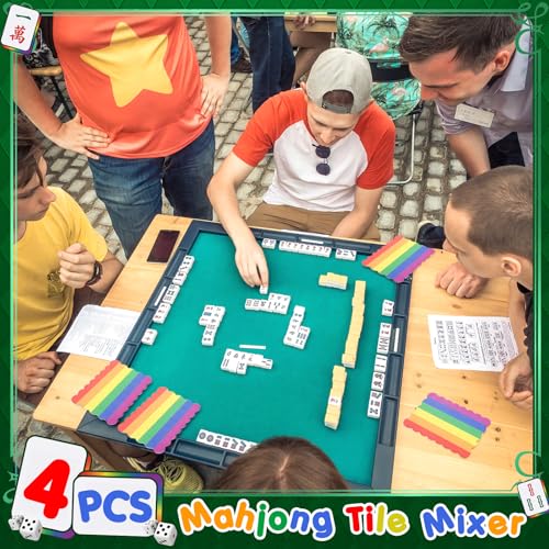 Outus 4 Pzs Mezclador de Cartas Mahjong Arcoíris PVC miniatura 3