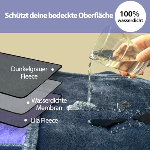 YISURE Wasserfeste Decke Liebesdecke 230x203cm für Paare,King Size Graue und lila Spritzdecke für Erwachsene Paare, Reversible Möbel- oder Bettmatratzenschoner
