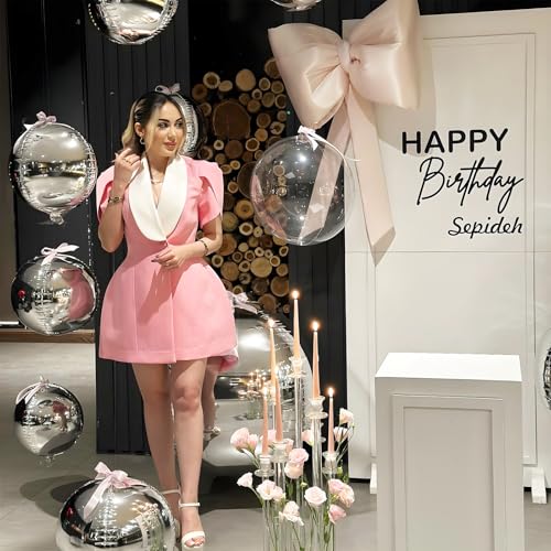 Image of 8 Pcs Silver Balloons and Clear Round Foil Balloons 22 In Transparent Balloon Metallic Silver 4D Ball Balloon Ornament Balloon for Birthday Grad Wedding Anniversary Prom Disco Party Decor