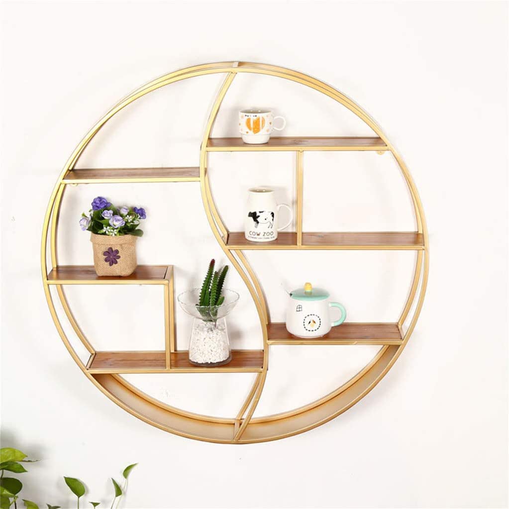Scaffali fissati al muro creativi, scaffali circolari dell'interno multifunzionali nel salone, scaffali decorativi, scaffali multifunzionali dell'esposizione delle materie prime,,D'oro,80CM