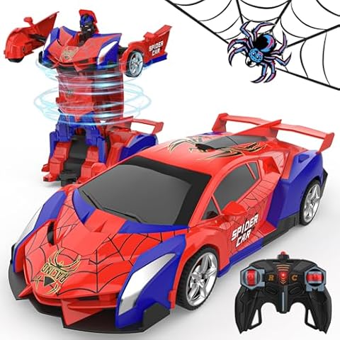 BLUEJAY Transform Rc Cars for Boys 4-7 8-12, 2.4Ghz Remote Control Car 1:18 Scale Transforming Robot, One-Button Deformation 360° Rotation Car Toy Gifts for Boys 3-5 Cover