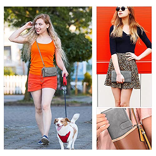 Nuoku Grey Travel Double Zip Wristlet + Red Wristlet Clutch Wallet Purses For Women thumb #2