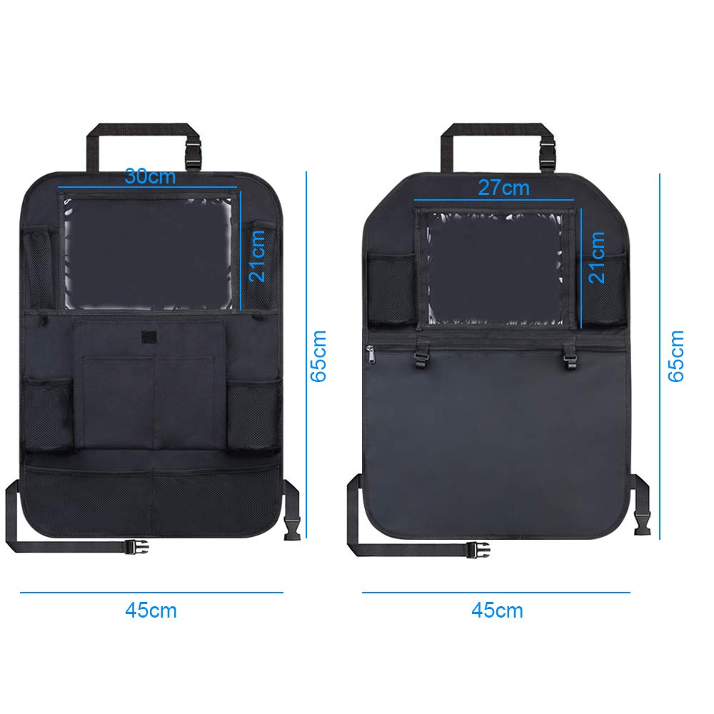 URAQT Organizadores para Coche, 2 Pack Organizadores para Asientos de Coches, Asiento Trasero a Prueba de Agua Cubiertas para Coches con Sostenedor de Tablet-bolsillo de Pantalla Táctil