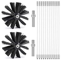 Kaminbürste Stange Set, Durchmesser 150mm Ofenrohrbürste, Schornsteinbürste Trockenrohr Kaminreinigungsstab Reinigungsbürste Kaminbürste enthält 12 Flexible Stangen 410mm, 2 Bürstenkopf Holzofen