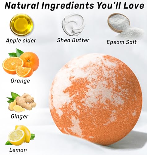 Natural Detox Fizzing Bubble Bath Bombs Apple Cider Ginger & Lemon Essential Oils Cleanse Hydrate Skin Extra Large USA Made Relaxing Bath Bomb Spa Gift Set for Women Organic Bath Bombs for Women & Men - Image 4