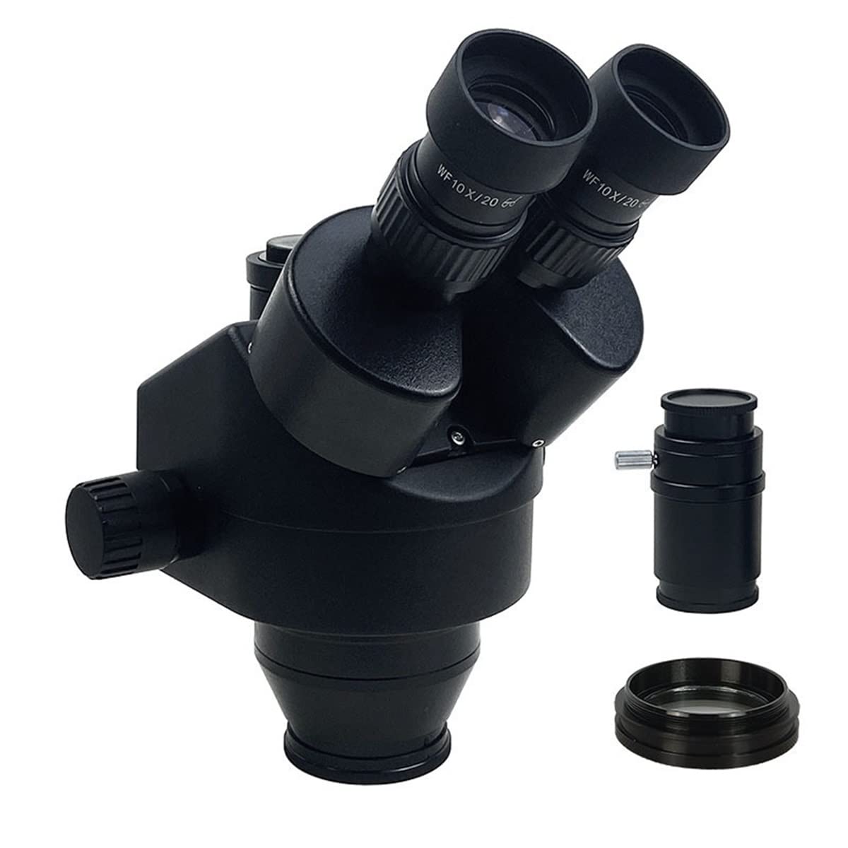 Microscope 3.5X 7X 45X 90X Simul-Focal Trinocular Stereo Microscope Head Continuous Zoom WF10X/20MM Eyepiece Auxiliary Objective Lens(7X-45X BK)