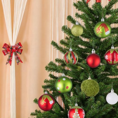 30pcs Christmas Balls Ornaments - Red and Lime Green Shatterproof Christmas Ornaments Set Glittering Hanging Xmas Tree Decorations for Home Indoor Holiday Party Decor - image 4