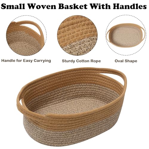 Image of Woven Rope Basket - Baby Gift Basket with Bag & Ribbon, Jute&Brown