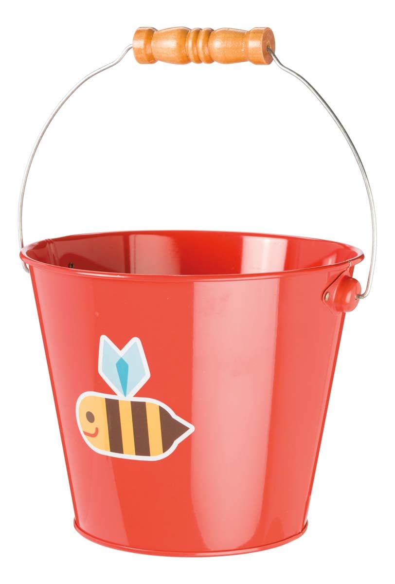 Toysmith Kids Gardening & Beach Bucket – 5″ Metal Pail with Grippable Handle | Assorted Bee & Beetle Colors | Durable Steel for Outdoor Play - 1 Count