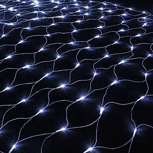 Joomer 12ft x 5ft Christmas Net Lights, 360 LED Outdoor Fairy String Light Plug in, 8 Modes Mesh Lights Connectable for Christmas Trees, Bushes, Garden, Wedding Decorations(Clear Wire, White)