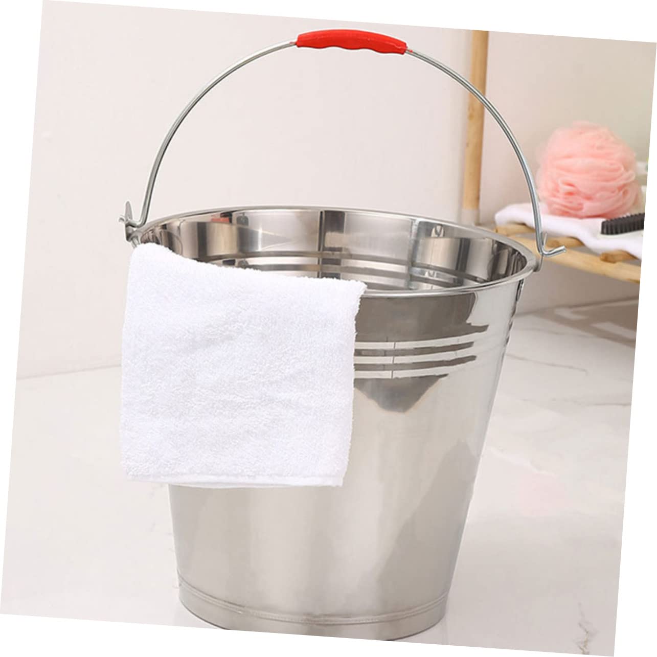 OUNONA Cubo de Acero Inoxidable 304 Construcción Sola Pieza con Tapa y Asa con Gran Capacidad Capacidad 8l Cubo Multiusos para Leche y Agua