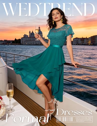 Image of Wedtrend Women's Formal Wedding Guest Dress Ruffle Bridesmaid Dress Flutter Sleeve Prom Dresses for Teens