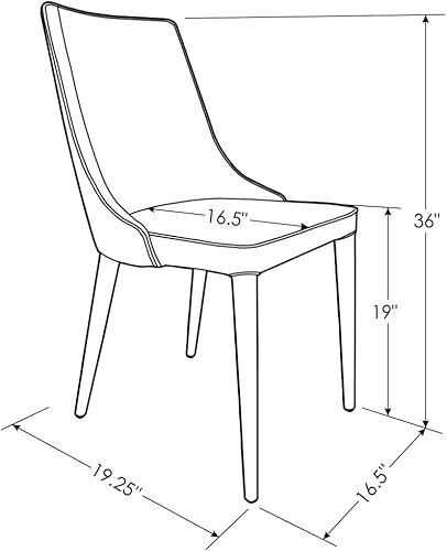 Miniatura 2 de ZURI Jillian - Silla de comedor de cuero sintético gris con respaldo curvado