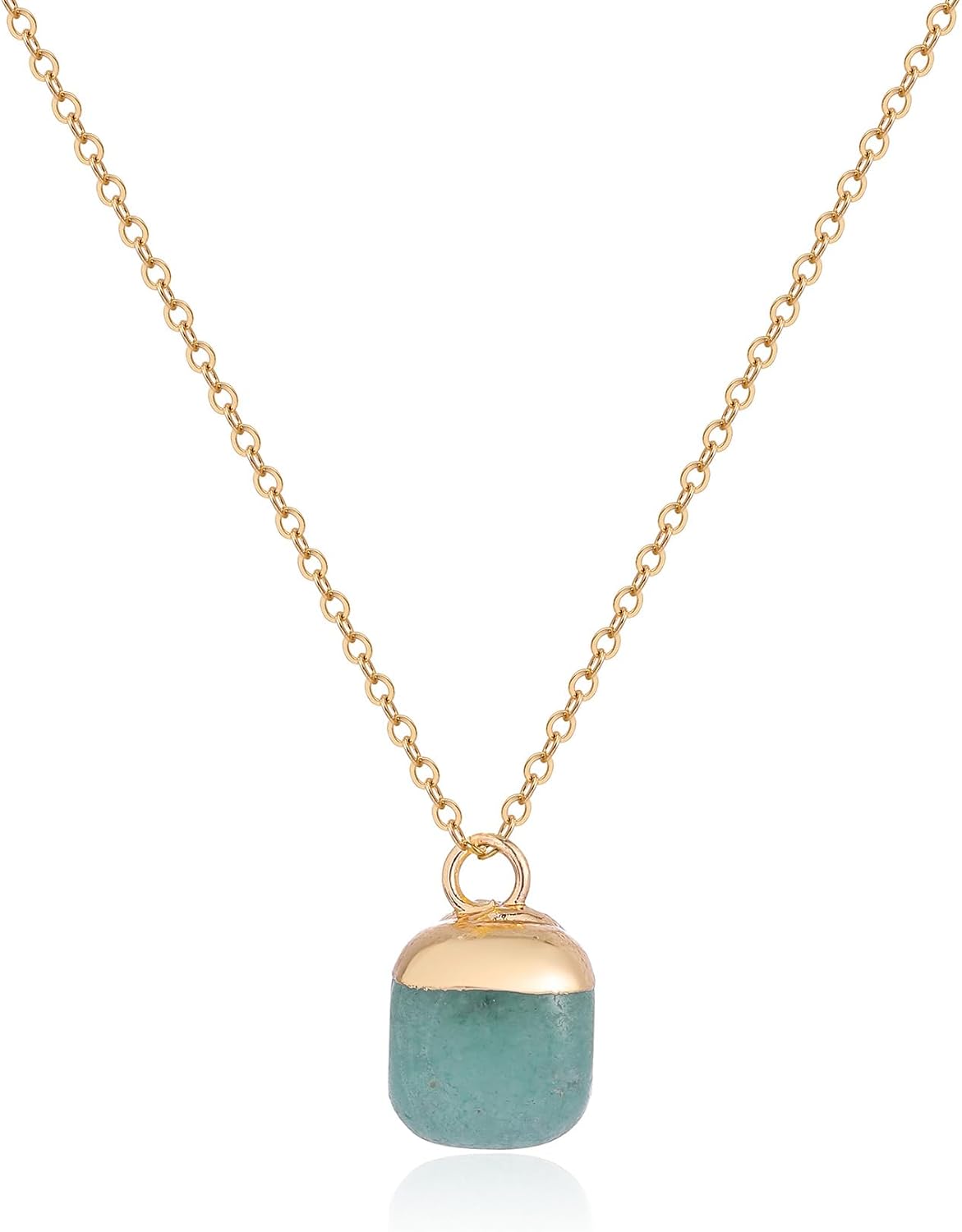 Crystal Necklace for Women, Handmade Gem Necklace 14K Gold Plated Healing Crystals and Stones Spiritual Jewelry Gifts for Women