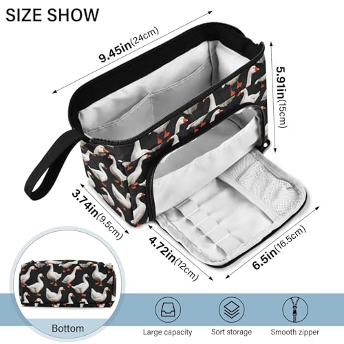 Image of White Duck Large Capacity Pencil Case Pen Bag Pencil Pouch, Kids Printed Pencil Case with Handle Canvas Zipper Pen Pouch for School Office College Ideal Start Graduation Gifts