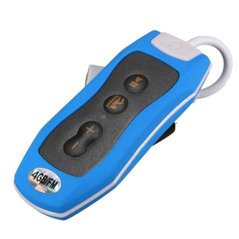 yasoe Clip Impermeabile IPX8 Lettore MP3 Radio FM Suono Stereo Nuoto Immersioni Surf Ciclismo Sport Lettore Musicale con FM(C) Durevole 4GB Blu