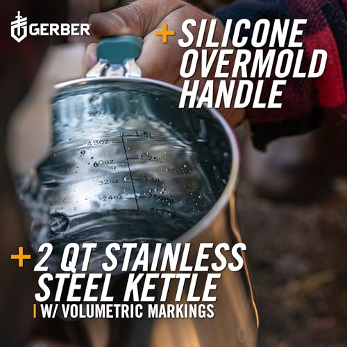 Gerber Gear ComplEAT Coffee Set - Packable Outdoor Camp Kettle & Pour Over Coffee Kit with 2 Qt Stainless Steel Kettle, 24 oz Tritan Carafe & Silicone Pour Over by Gerber - Image 4