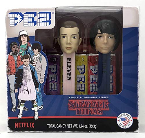 PEZ Stranger Things Gift Set Dispensers Plus 6 Candy Refills - Eleven and Mike Pez Dispensers
