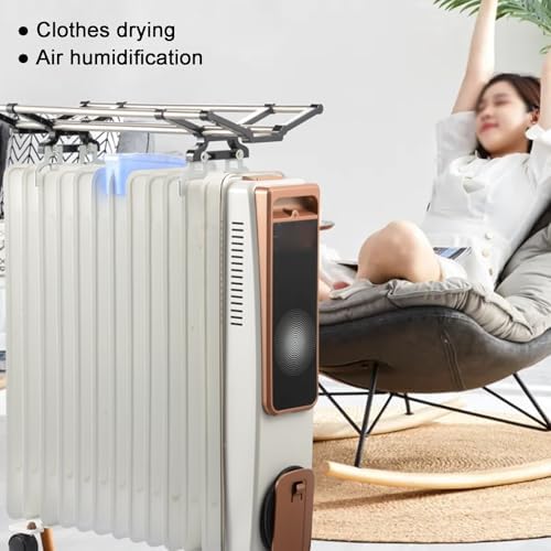 Adjustable Clothes Drying Rack for Oil-Filled Radiator Heater, 24in Universal Humidification Box Rack, Perfect for Indoor Drying (Black)