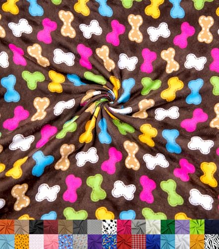 Barcelonetta | Fleece Fabric | Blanket Fabric | 36X60 | Polar Fleece | Soft Plush Anti-Pill | Poncho Pillow Cover PJ Pants Cushion Liners Eye Mask (Puppy Bones 1 Yard)