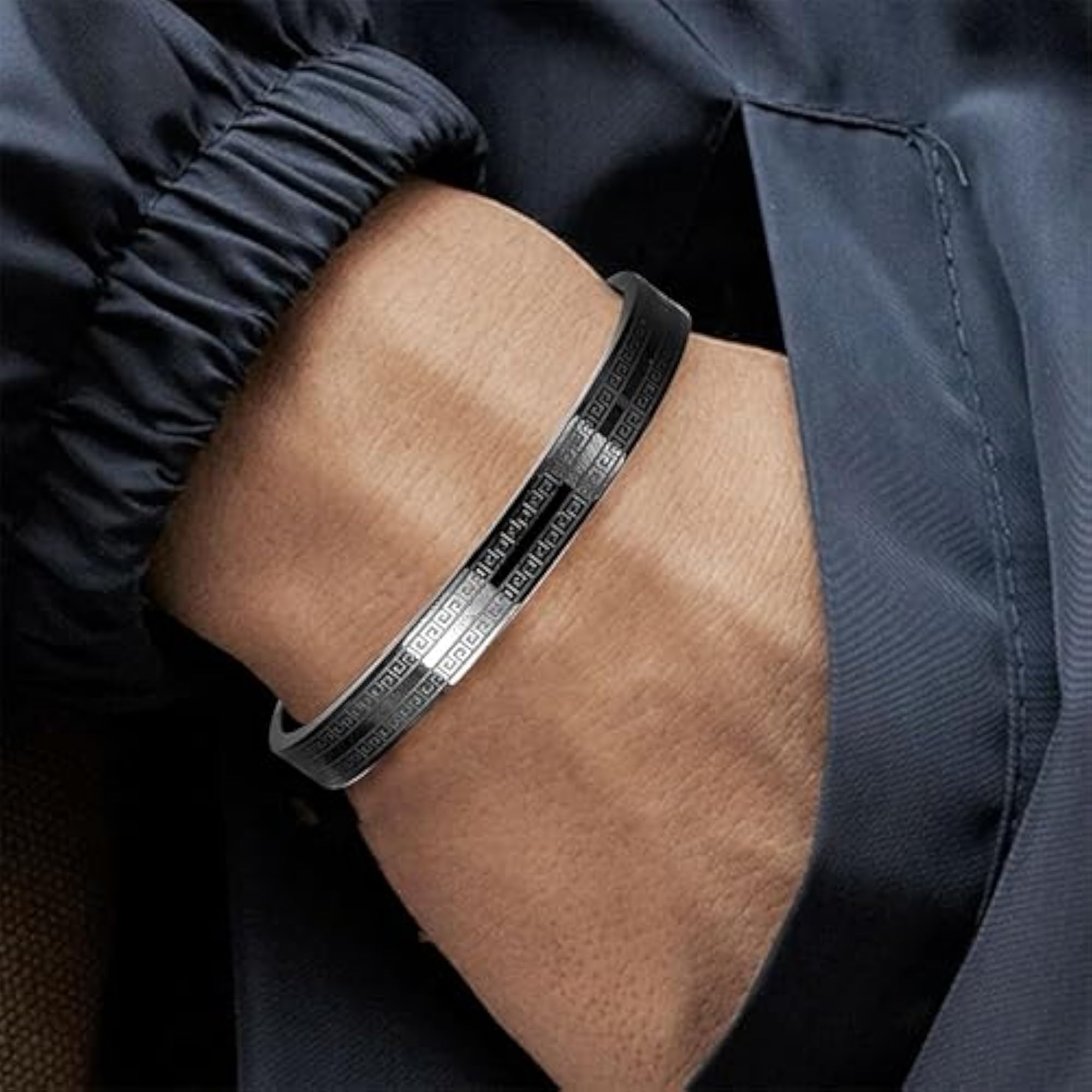 Men's Stylish Black Stainless Steel Bracelet