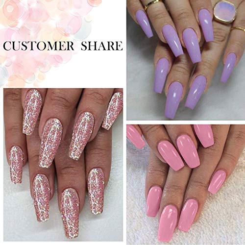 Nail Dipping Powder Starter Kit 4 Pink Glitter Colors(1oz.),French Dip Acrylic Nails Powders System(Comes with Bond,Base,Activator,Top,Brush Saver,4 Powder Jars + Some Manicure Tools)