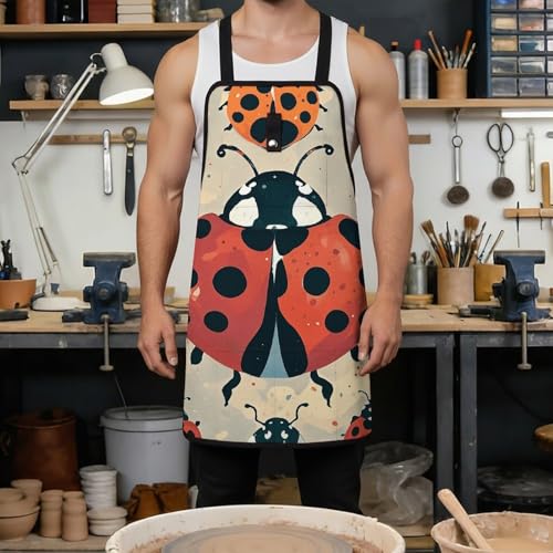 Delantal de trabajo ajuste infinito con estampado de mariquitas miniatura 4